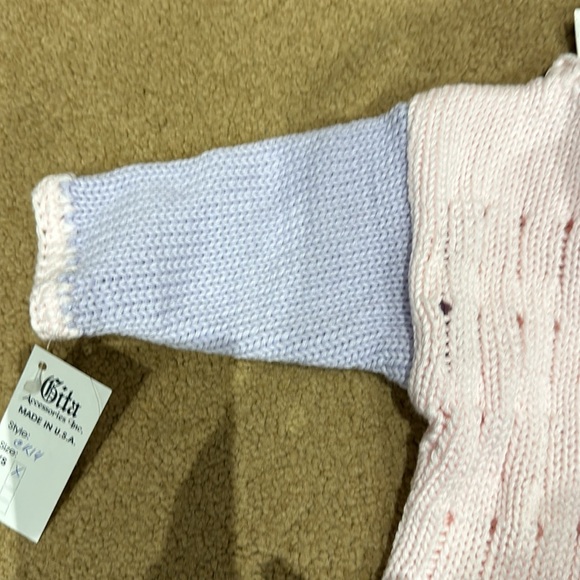 Gita accessories cotton cardigan NWT baby infant 0-6 mos pink purple button XS - Picture 3 of 5
